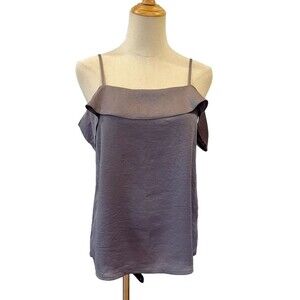 Express Grey Satin Cami Tank Size Small Flutter Sleeves Summer Date Night